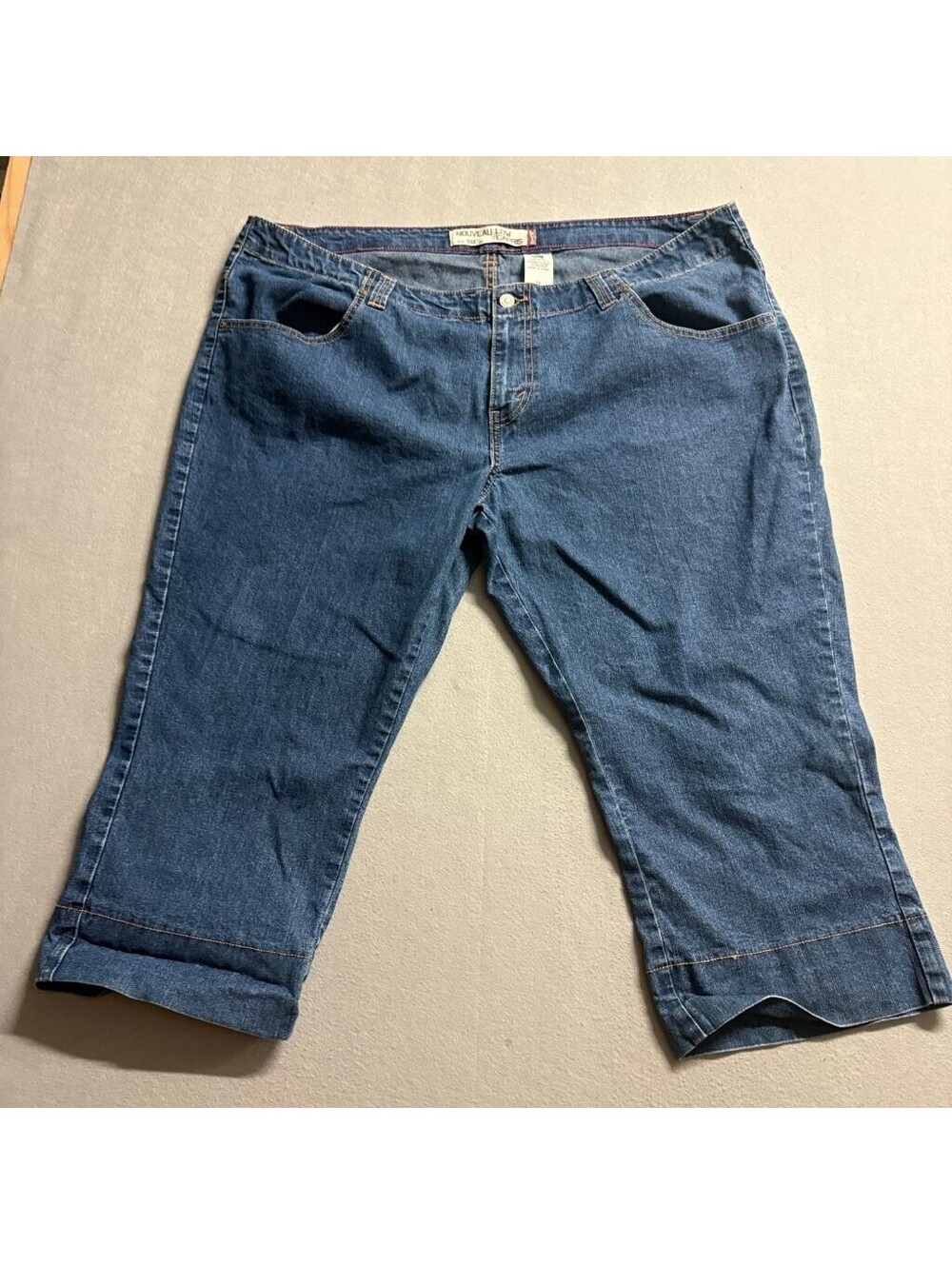 Levis 525 Nouveau Low Capris Womens Size 24 Blue Denim Stretch Crop Jeans